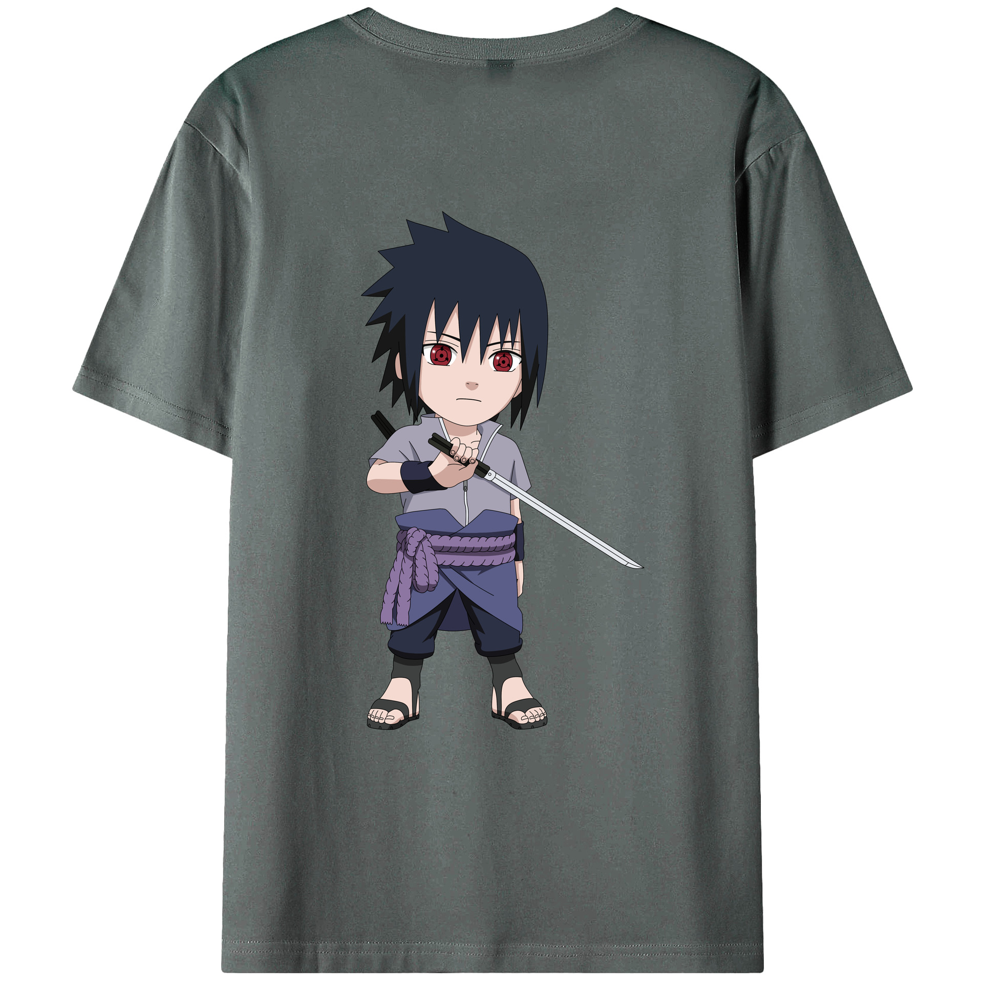 （画像用） NARUTO -ナルト- うちは サスケ Uchiha Sasuke 綿100％ メンズ半袖Tシャツ（バックプリント） 通気性